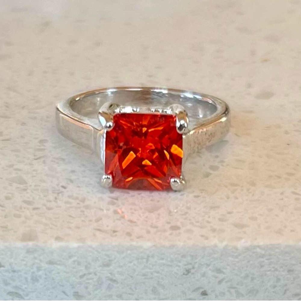 Girls Garnet January Birthstone Solitaire Ring - Size 3